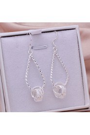 Fashion Drops Shaped Silver Plating Hanging Tennis Earrings Silver Water Modeling Simple Twist Earrings(Silver)(1Pair)