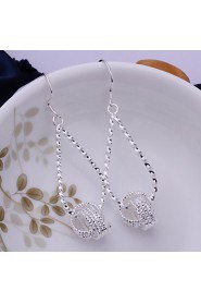 Fashion Drops Shaped Silver Plating Hanging Tennis Earrings Silver Water Modeling Simple Twist Earrings(Silver)(1Pair)