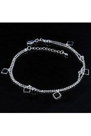 Women's Fashion Platinum Plated Square Anklets