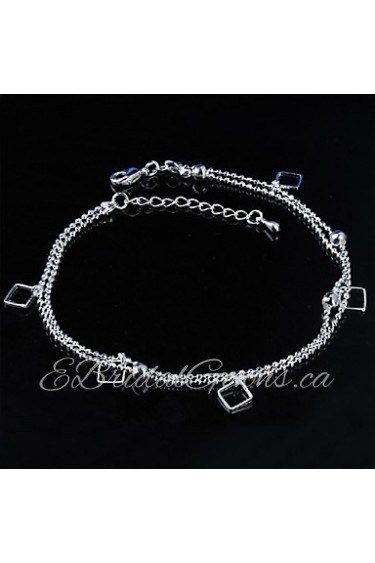 Women's Fashion Platinum Plated Square Anklets