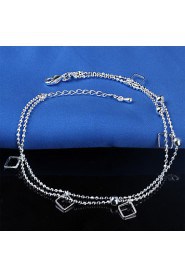 Women's Fashion Platinum Plated Square Anklets