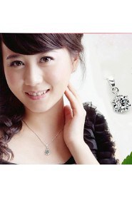 Korea Style Flower Shape Metal Zircon Jewelry Sets(Silver)(1Sets)