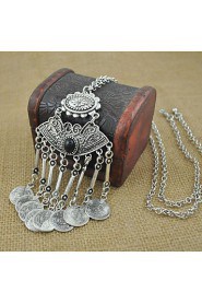 Fashion Jewelry Retro Boho Style Vintage Silver Plated Coins Tassel Pendant Necklace for Women