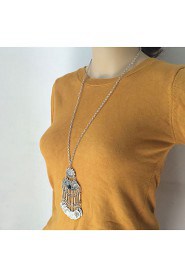 Fashion Jewelry Retro Boho Style Vintage Silver Plated Coins Tassel Pendant Necklace for Women