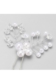 Women's / Flower Girl's Crystal / Alloy / Imitation Pearl Headpiece-Wedding / Special Occasion Hair Pin 3 Pieces White Round