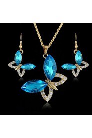 New Arrival Crystal Butterfly Jewelry Sets With crystal pendants necklace and drop earrings set for Women (More Colors)