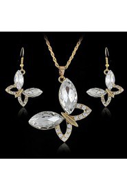 New Arrival Crystal Butterfly Jewelry Sets With crystal pendants necklace and drop earrings set for Women (More Colors)