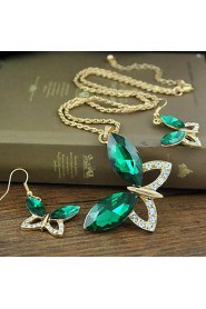 New Arrival Crystal Butterfly Jewelry Sets With crystal pendants necklace and drop earrings set for Women (More Colors)