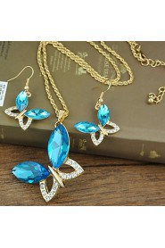 New Arrival Crystal Butterfly Jewelry Sets With crystal pendants necklace and drop earrings set for Women (More Colors)