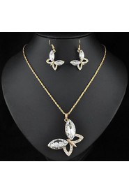 New Arrival Crystal Butterfly Jewelry Sets With crystal pendants necklace and drop earrings set for Women (More Colors)