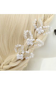 Women's / Flower Girl's Crystal / Alloy / Imitation Pearl Headpiece-Wedding / Special Occasion Hair Pin 3 Pieces White Round