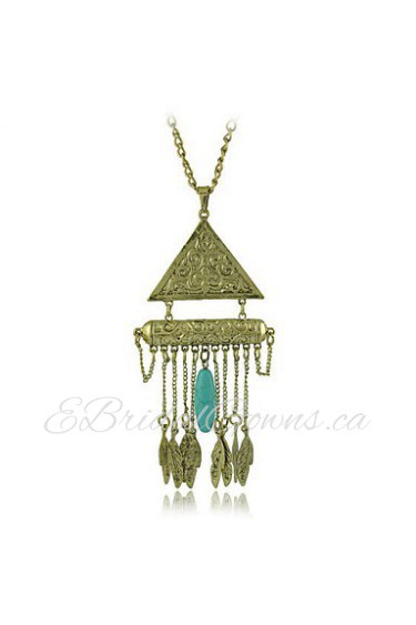 Ethnic Jewelry New Necklaces & Pendants Vintage Silver Plated Geometry Leaves Tassel Long Necklace