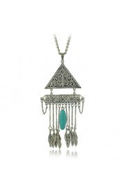 Ethnic Jewelry New Necklaces & Pendants Vintage Silver Plated Geometry Leaves Tassel Long Necklace