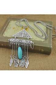 Ethnic Jewelry New Necklaces & Pendants Vintage Silver Plated Geometry Leaves Tassel Long Necklace