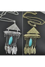 Ethnic Jewelry New Necklaces & Pendants Vintage Silver Plated Geometry Leaves Tassel Long Necklace