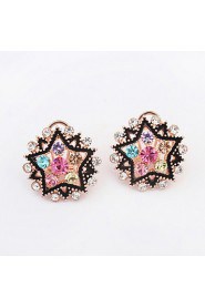 New Style Fashion Alloy Colorful Rhinestone Pentagram Star Shaped Women Acrylic Stud Earrings Fine Jewelry