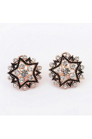 New Style Fashion Alloy Colorful Rhinestone Pentagram Star Shaped Women Acrylic Stud Earrings Fine Jewelry