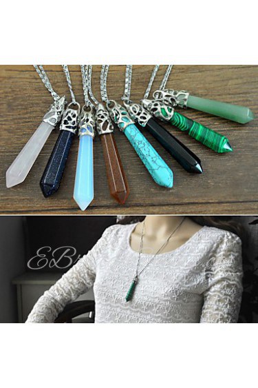 New Fashion Jewelry Natural Quartz Turquoise Agate Amethyst Stone Pendant Necklace Mother's Day Gifts