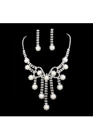 Wedding Bridal Bridesmaid Crystal Necklace Earrings Jewelry Set