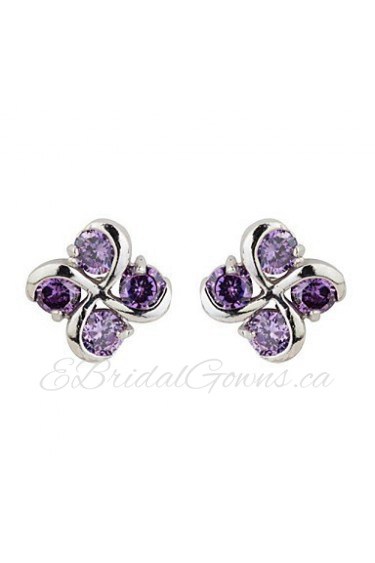 Brass With Cubic Zirconia Stud Earrings(More Colors)