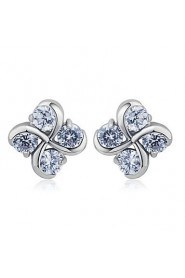 Brass With Cubic Zirconia Stud Earrings(More Colors)