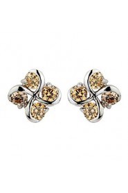 Brass With Cubic Zirconia Stud Earrings(More Colors)