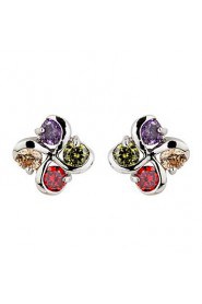 Brass With Cubic Zirconia Stud Earrings(More Colors)