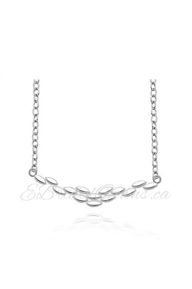 Fashion Beans Shape Pendant Silver Plated Silver Jewelry Necklace(White)(1Pc)