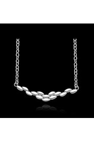 Fashion Beans Shape Pendant Silver Plated Silver Jewelry Necklace(White)(1Pc)