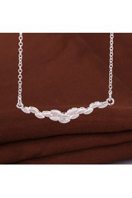 Fashion Beans Shape Pendant Silver Plated Silver Jewelry Necklace(White)(1Pc)