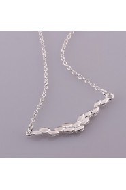 Fashion Beans Shape Pendant Silver Plated Silver Jewelry Necklace(White)(1Pc)