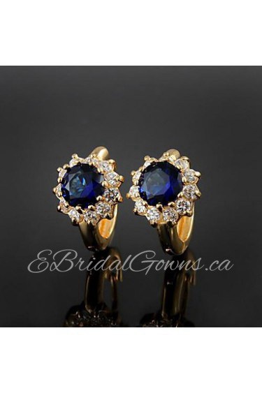 Amazing Brass Yellow Gold Plated with Cubic Zirconia Girls' Earrings(More Colors)