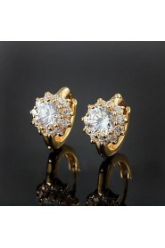 Amazing Brass Yellow Gold Plated with Cubic Zirconia Girls' Earrings(More Colors)