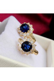 Amazing Brass Yellow Gold Plated with Cubic Zirconia Girls' Earrings(More Colors)