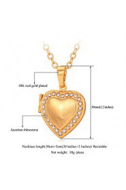 Women's Cute Hearts Pendant Photoes Locket 18K Gold Platinum Plated Choker Necklace Rhinestone Jewellry Gift for Women