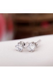 925 Sterling Silver CZ stone Earring Studs Women Fashion Jewelry