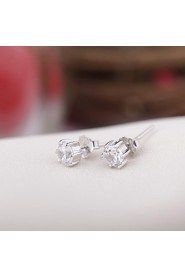 925 Sterling Silver CZ stone Earring Studs Women Fashion Jewelry