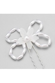 Women's / Flower Girl's Alloy / Imitation Pearl Headpiece-Wedding / Special Occasion Hair Pin 3 Pieces White Round