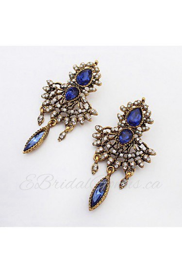 European And American Fashion Exaggerated Simulated Diamond Round Pearl and Rhinestone Hollow Drop Earrings