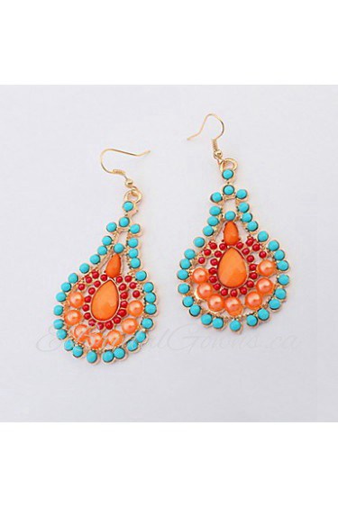 Retro Exotic National Style Statement Colorful Alloy Stud Earrings for Personality Women Party Dress