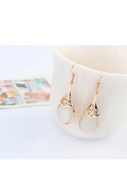 Summer Style Women Party Jewelry Gold Ear Hook Opal Water Shaped Alloy Drop Earrings