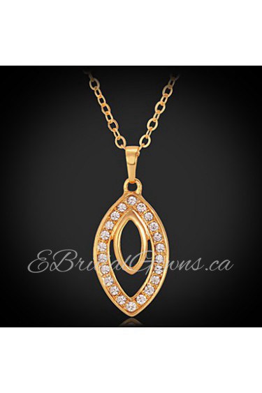 Instyle 18K Gold Plated Rhinestone Crystal Pendant Necklace High Quality