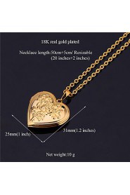 InStyle New Vintage Rose Flower Heart Photo Locket Pendant Floating Lockets 18K Gold Platinum Plated Necklace