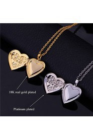 InStyle New Vintage Rose Flower Heart Photo Locket Pendant Floating Lockets 18K Gold Platinum Plated Necklace