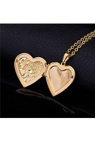 InStyle New Vintage Rose Flower Heart Photo Locket Pendant Floating Lockets 18K Gold Platinum Plated Necklace