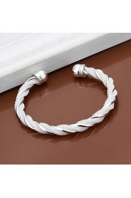 Fashion Round Shaped Silver Plating Twisted Wire Mesh Adjustable Bracelet (Silver)(1Pc)