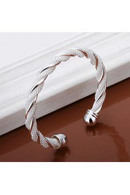 Fashion Round Shaped Silver Plating Twisted Wire Mesh Adjustable Bracelet (Silver)(1Pc)