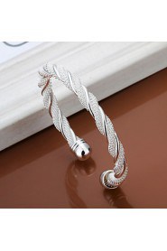 Fashion Round Shaped Silver Plating Twisted Wire Mesh Adjustable Bracelet (Silver)(1Pc)