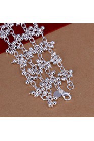 Fashion Grape Shape Pendant Silver Plated Ball Chain Rolo Necklace(White)(1Pc)