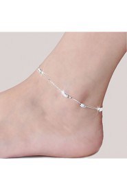 Women's Fashion Platinum Plated Oval bead Anklets